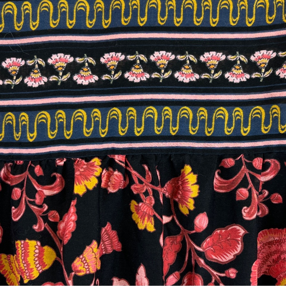 Alice + Olivia Black Floral Mini Dress with Pink and Gold Border - Picture 13 of 16